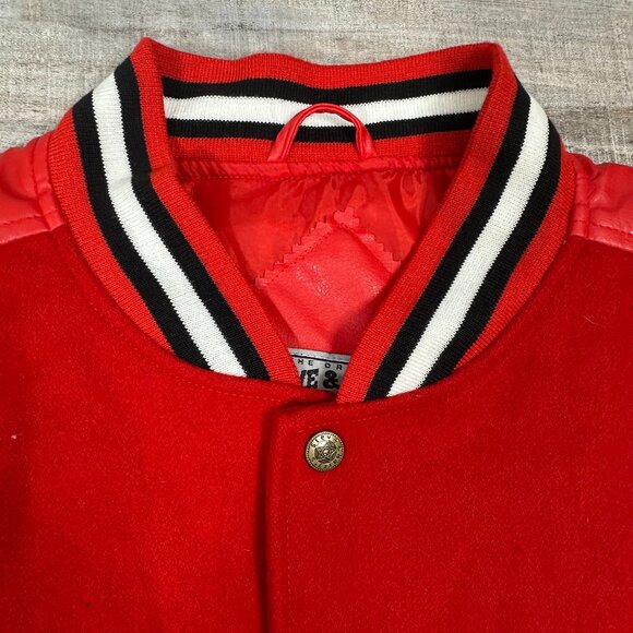 NWT Steve & Barry’s University Sportswear Varsity Jacket XXL Red/ Ivory "Cocks" - Picture 8 of 15